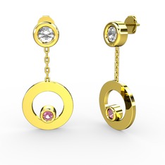 Melina Küpe - Swarovski ve pembe kuvars 925 ayar altın kaplama gümüş küpe #iv2xkp