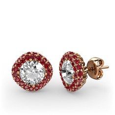 Linne Küpe - Swarovski ve garnet 18 ayar rose altın küpe #14n9a73