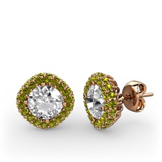 Swarovski ve peridot 18 ayar rose altın küpe