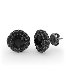 Linne Küpe - Siyah zirkon 925 ayar siyah rodyum kaplama gümüş küpe #6ddxi8
