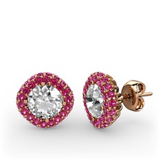 Linne Küpe - Swarovski ve rodolit garnet 8 ayar rose altın küpe #oxx72w