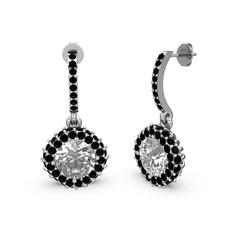 Sivana Küpe - Swarovski ve siyah zirkon 14 ayar beyaz altın küpe #1r4j6ho