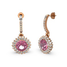 Sivana Küpe - Pembe kuvars ve swarovski 14 ayar rose altın küpe #1r5vrvq