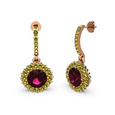 Sivana Küpe - Rodolit garnet ve peridot 14 ayar rose altın küpe #hq90bb