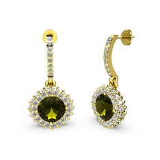 Peridot ve swarovski 18 ayar altın küpe