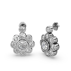 Elmas Çiçek Küpe - Swarovski 925 ayar gümüş küpe #psk8b2