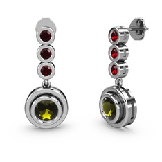 Garnet ve peridot 925 ayar gümüş küpe