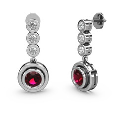 Belinda Küpe - Swarovski ve rodolit garnet 14 ayar beyaz altın küpe #1ouvm9x