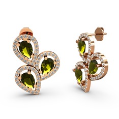 Soltar Damla Küpe - Swarovski ve peridot 18 ayar rose altın küpe #yfin6j