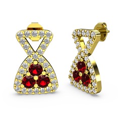 Simla Taşlı Küpe - Swarovski ve garnet 14 ayar altın küpe #1aocnl6