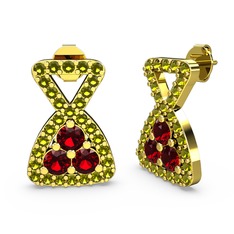 Simla Taşlı Küpe - Peridot ve garnet 18 ayar altın küpe #dgvovx