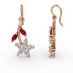 Camella Mekik Küpe - Swarovski ve garnet 925 ayar rose altın kaplama gümüş küpe #3s4esd