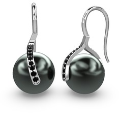 Milene İnci Küpe - Siyah inci ve siyah zirkon 925 ayar gümüş küpe #1ihdzd5