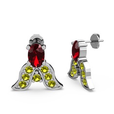 Garnet ve peridot 925 ayar gümüş küpe