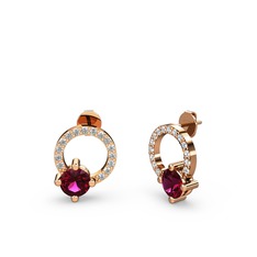 Sima Taşlı Küpe - Rodolit garnet ve swarovski 14 ayar rose altın küpe #d83x1l