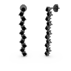 Rosen Küpe - Siyah zirkon 925 ayar siyah rodyum kaplama gümüş küpe #3j9i6k