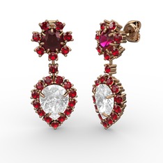 Seranta Damla Küpe - Swarovski, garnet ve rodolit garnet 925 ayar rose altın kaplama gümüş küpe #227nst