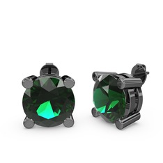 Meira Küpe - Yeşil kuvars 925 ayar siyah rodyum kaplama gümüş küpe #1it3i9n