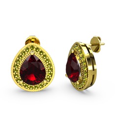 Garnet ve peridot 8 ayar altın küpe