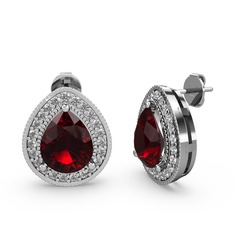 Esinti Küpe - Garnet ve swarovski 14 ayar beyaz altın küpe #1unxs2v