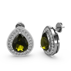 Esinti Küpe - Peridot ve swarovski 14 ayar beyaz altın küpe #qi60ei