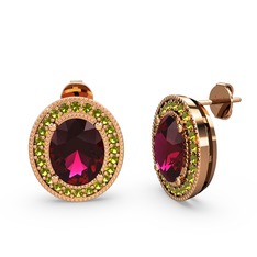 Rodolit garnet ve peridot 18 ayar rose altın küpe