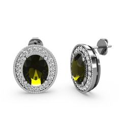 Esinti Oval Küpe - Peridot ve swarovski 925 ayar gümüş küpe #8vng5p