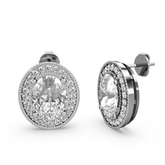 Esinti Oval Küpe - Swarovski ve pırlanta 925 ayar gümüş küpe (0.528 karat) #rpdxfl