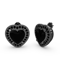 Esinti Kalp Küpe - Siyah zirkon 925 ayar siyah rodyum kaplama gümüş küpe #1nrtzq7