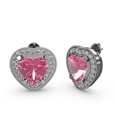 Esinti Kalp Küpe - Pembe kuvars ve swarovski 8 ayar beyaz altın küpe #n0wjmv