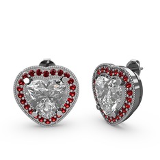 Swarovski ve garnet 14 ayar beyaz altın küpe