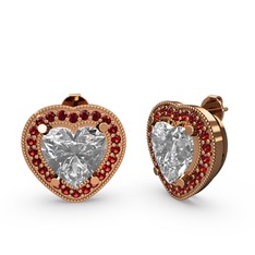 Esinti Kalp Küpe - Swarovski ve garnet 14 ayar rose altın küpe #oyrv4b