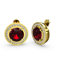 Swarovski ve garnet 18 ayar altın küpe