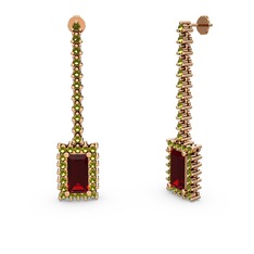 Garnet ve peridot 925 ayar rose altın kaplama gümüş küpe