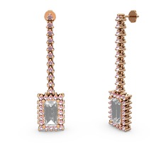 Sallantılı Via Küpe - Swarovski ve pembe kuvars 14 ayar rose altın küpe #1xchie5