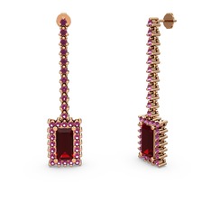 Garnet ve rodolit garnet 8 ayar rose altın küpe