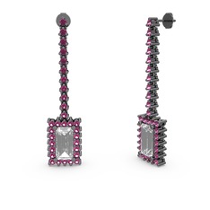 Swarovski ve rodolit garnet 925 ayar siyah rodyum kaplama gümüş küpe