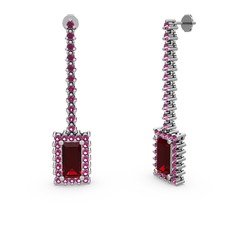 Sallantılı Via Küpe - Garnet ve rodolit garnet 14 ayar beyaz altın küpe #80sr64