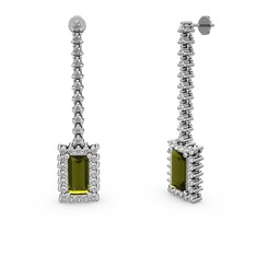 Sallantılı Via Küpe - Peridot ve swarovski 18 ayar beyaz altın küpe #zky1hx