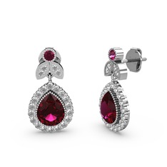 Rodolit garnet ve swarovski 925 ayar gümüş küpe