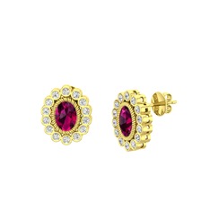 Rayiha Küpe - Rodolit garnet ve swarovski 14 ayar altın küpe #1wqx2j9