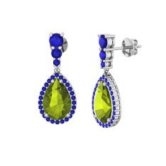 Peridot ve lab safir 925 ayar gümüş küpe