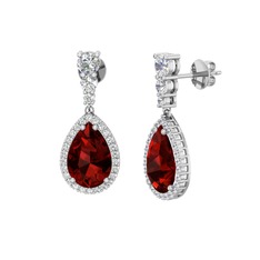 Garnet ve swarovski 925 ayar gümüş küpe