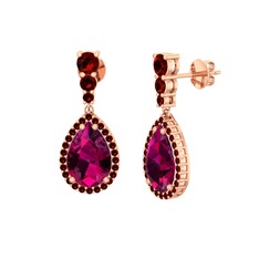 Nil Damlası Küpe - Rodolit garnet ve garnet 18 ayar rose altın küpe #ndw99x