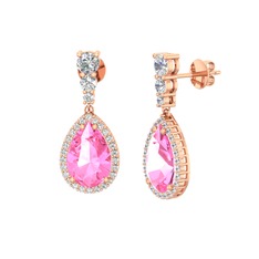 Nil Damlası Küpe - Pembe kuvars ve swarovski 8 ayar rose altın küpe #uu9b5m