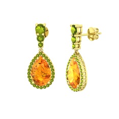Nil Damlası Küpe - Sitrin ve peridot 18 ayar altın küpe #uzxccn
