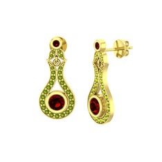 Garnet ve peridot 18 ayar altın küpe