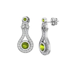 Lale Küpe - Peridot ve swarovski 14 ayar beyaz altın küpe #8w232w