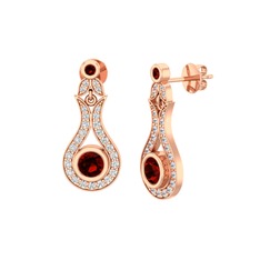 Lale Küpe - Garnet ve swarovski 14 ayar rose altın küpe #pnjs42