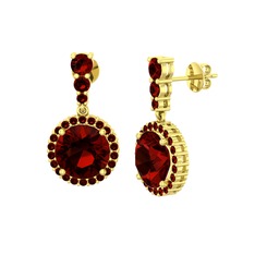 Garnet 18 ayar altın küpe